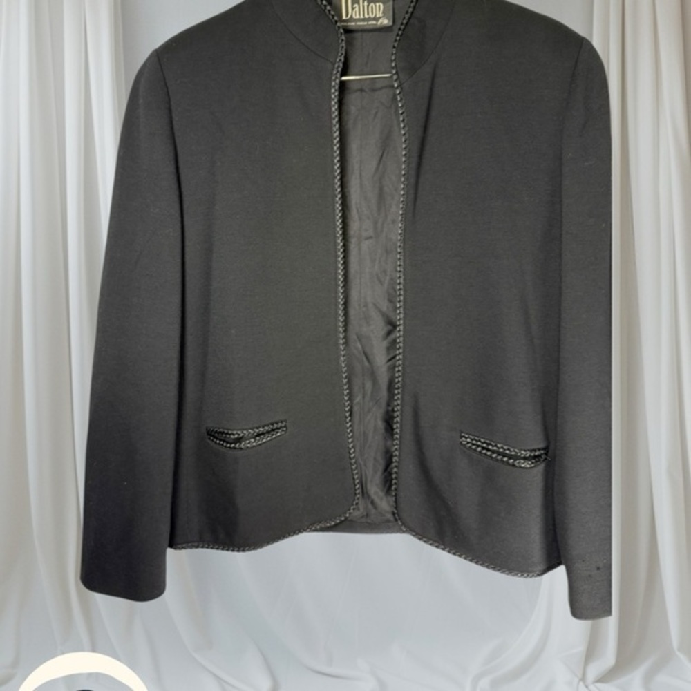 Dalton Wool Navy Blue Blazer Jacket Size M Braided Trim vintage
 business